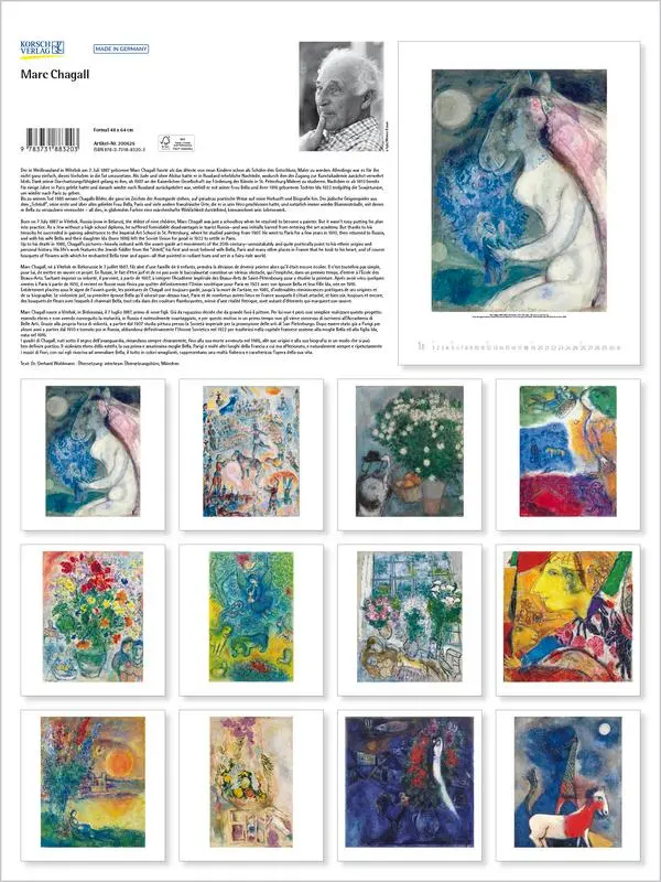 Bild: 9783731883203 | Marc Chagall 2026 | Verlag Korsch | Kalender | Spiralbindung | 14 S.