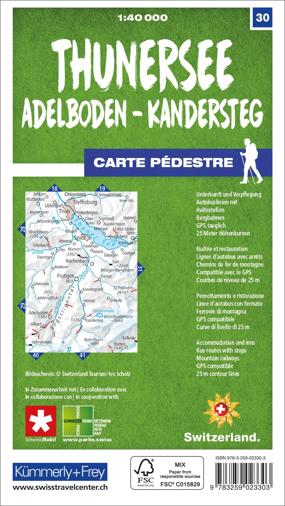 Rückseite: 9783259023303 | Thunersee / Adelboden - Kandersteg 30 Wanderkarte 1:40 000 matt...