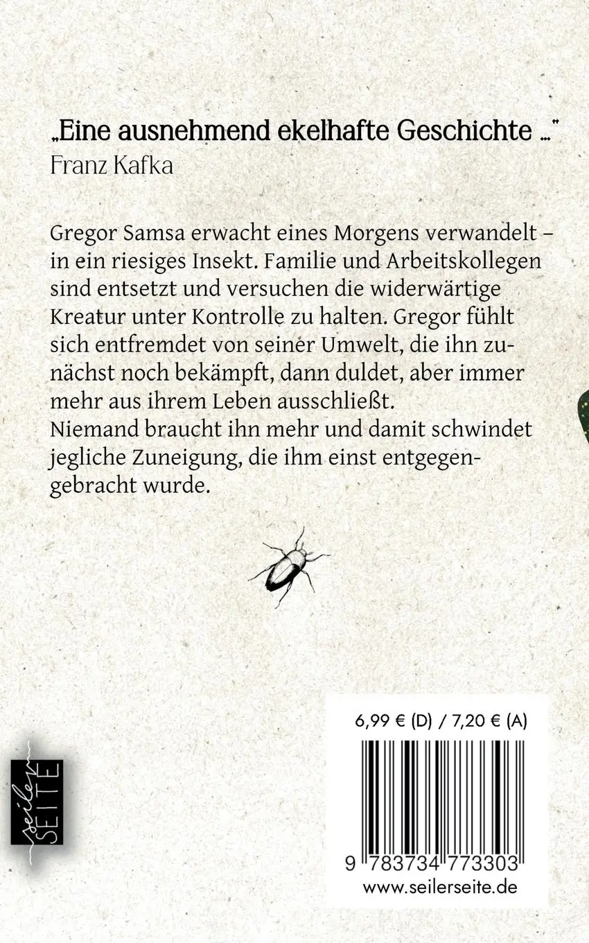 Rückseite: 9783734773303 | Die Verwandlung | Erzählung | Franz Kafka | Taschenbuch | 106 S.