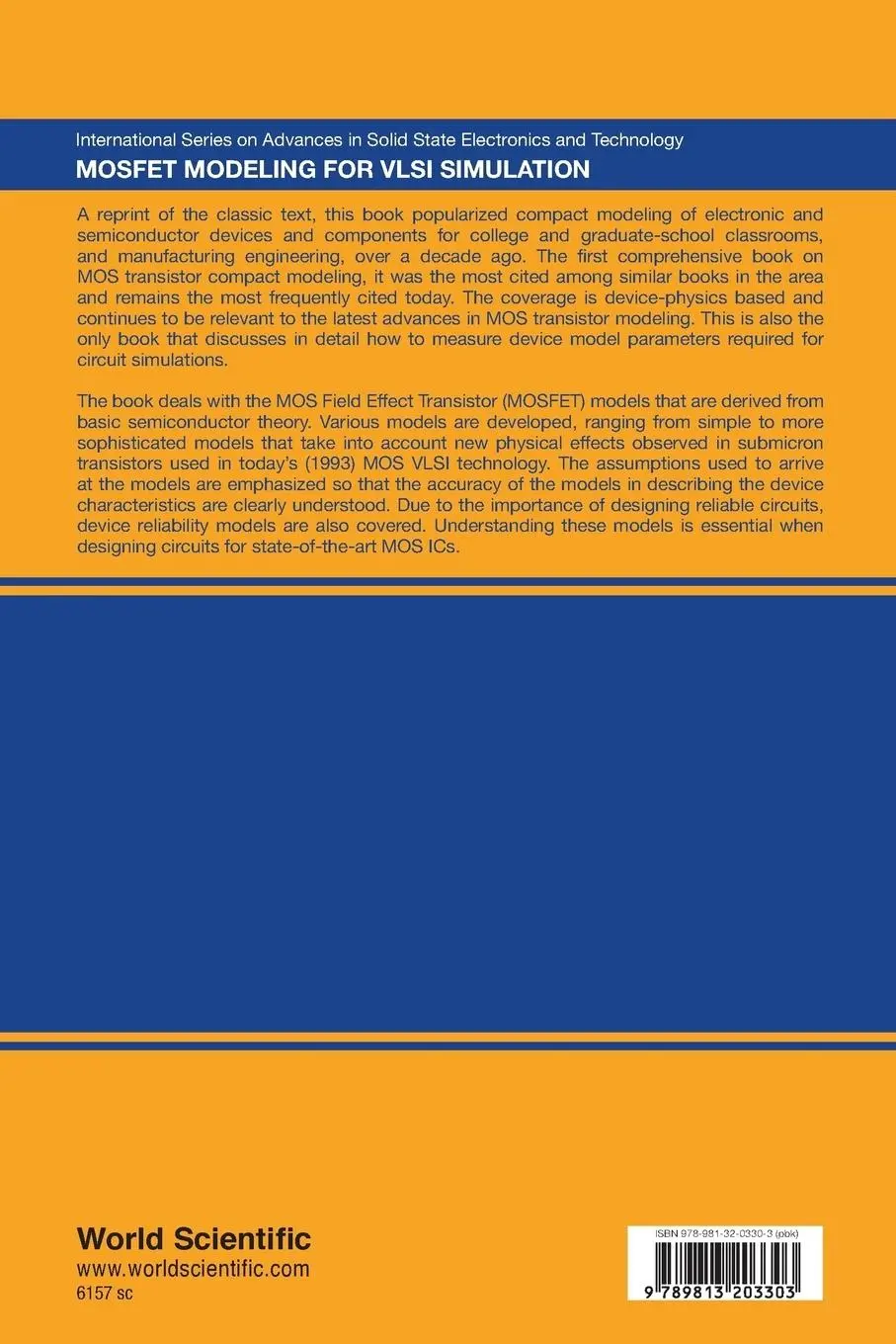 Rückseite: 9789813203303 | MOSFET MODELING FOR VLSI SIMULATION | Arora Narain | Taschenbuch