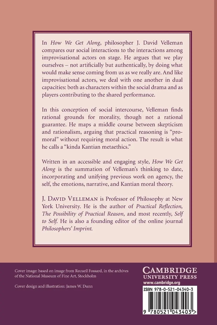 Rückseite: 9780521043403 | How We Get Along | J. David Velleman | Taschenbuch | Englisch | 2009
