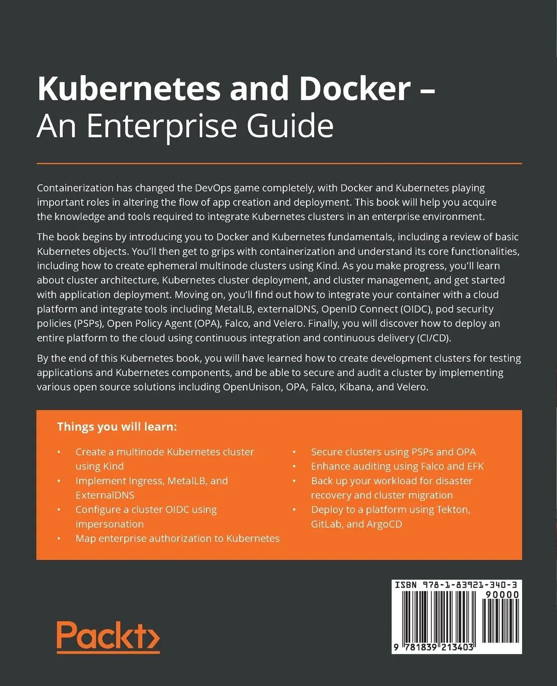 Rückseite: 9781839213403 | Kubernetes and Docker - An Enterprise Guide | Scott Surovich (u. a.)