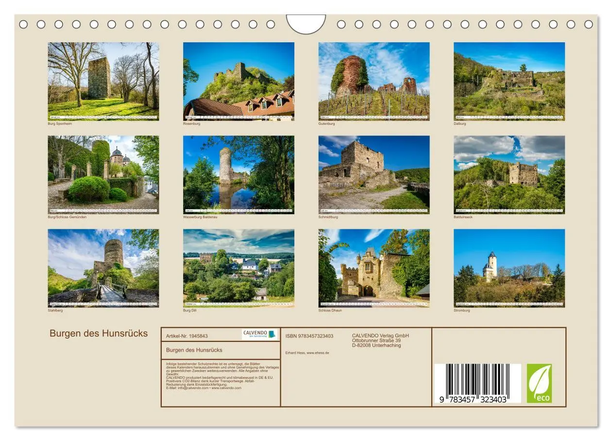 Bild: 9783457323403 | Burgen des Hunsrücks (Wandkalender 2026 DIN A4 quer), CALVENDO...