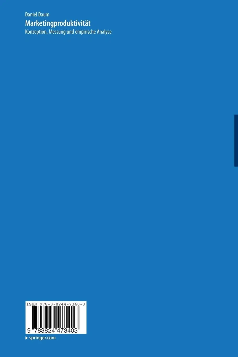 Rückseite: 9783824473403 | Marketingproduktivität | Konzeption, Messung und empirische Analyse