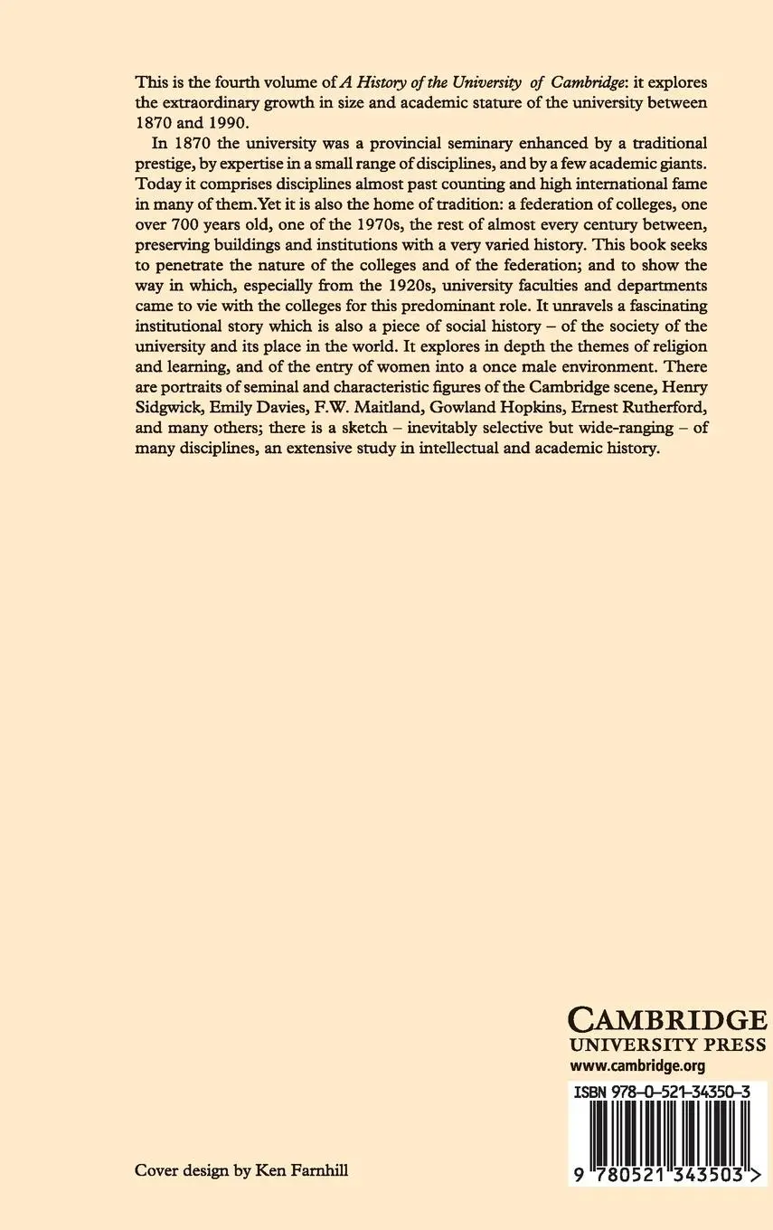 Rückseite: 9780521343503 | A History of the University of Cambridge | Christopher N. L. Brooke