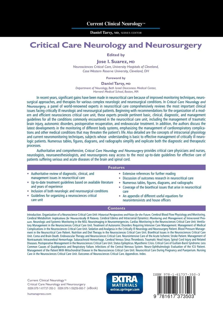 Rückseite: 9781617373503 | Critical Care Neurology and Neurosurgery | Jose I. Suarez | Buch | xv