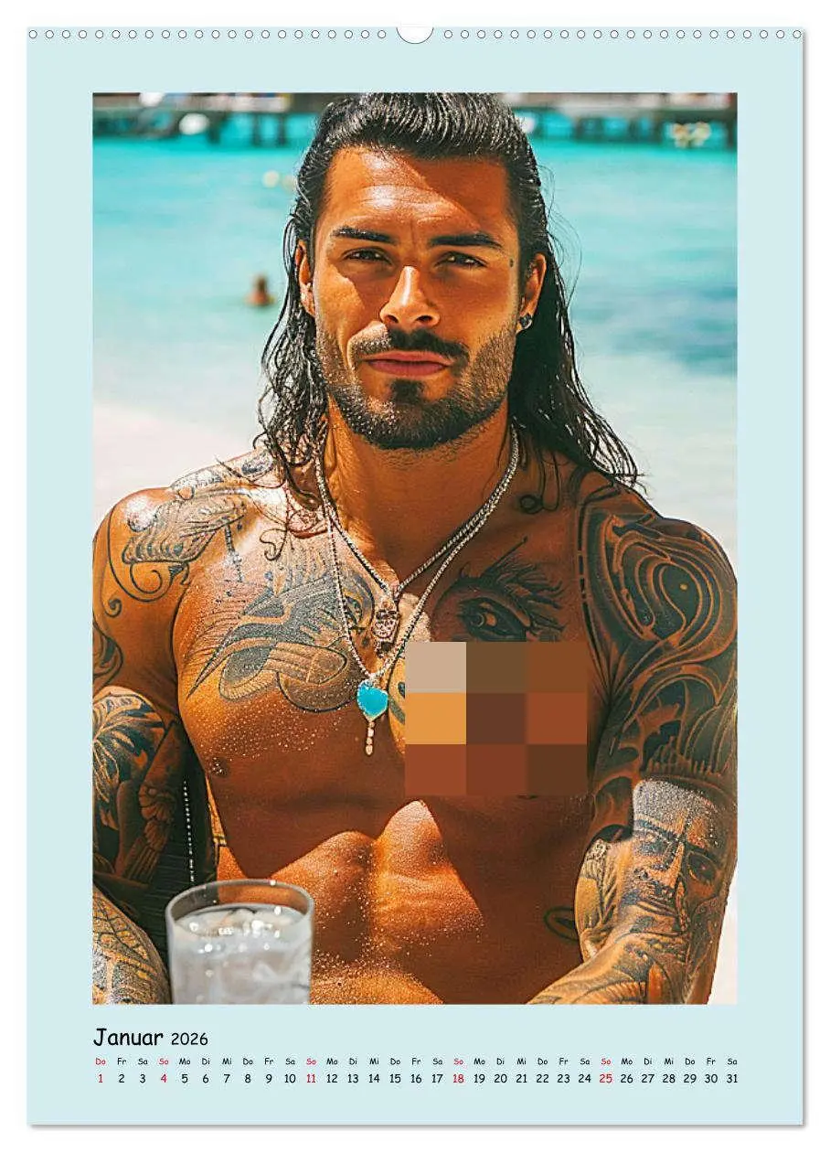 Bild: 9783516263503 | Tattoo-Boys. Coole Jungs am Meer (Wandkalender 2026 DIN A2 hoch),...