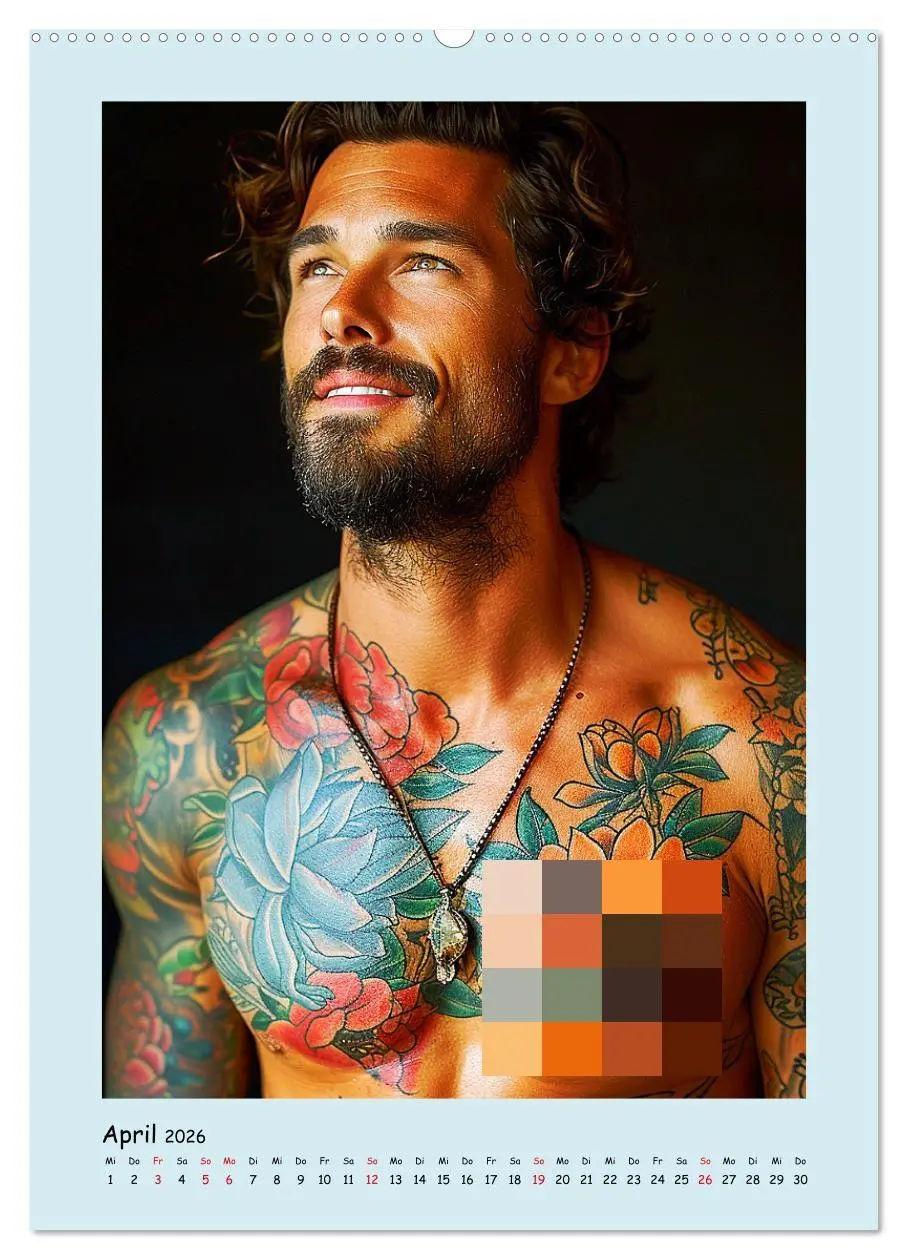 Bild: 9783516263503 | Tattoo-Boys. Coole Jungs am Meer (Wandkalender 2026 DIN A2 hoch),...