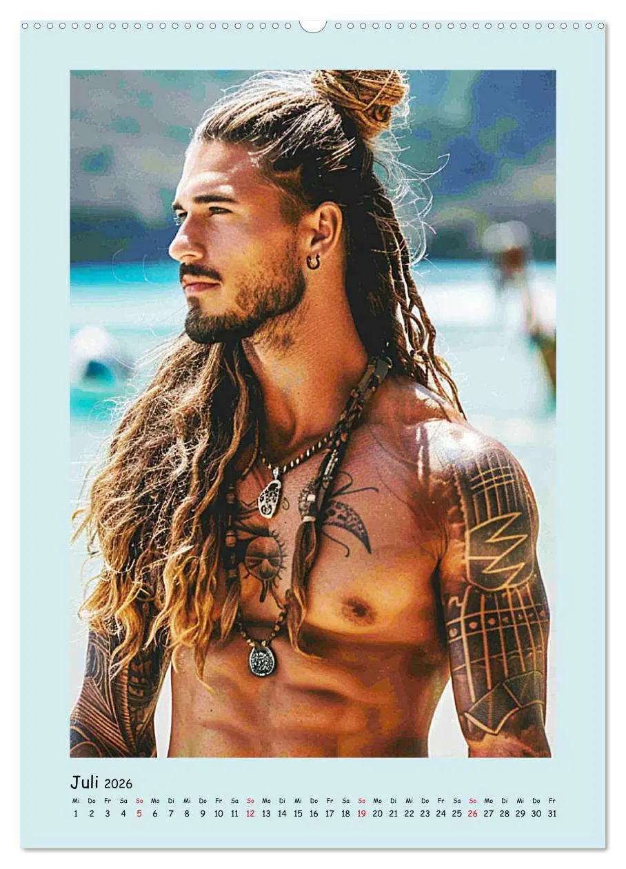 Bild: 9783516263503 | Tattoo-Boys. Coole Jungs am Meer (Wandkalender 2026 DIN A2 hoch),...