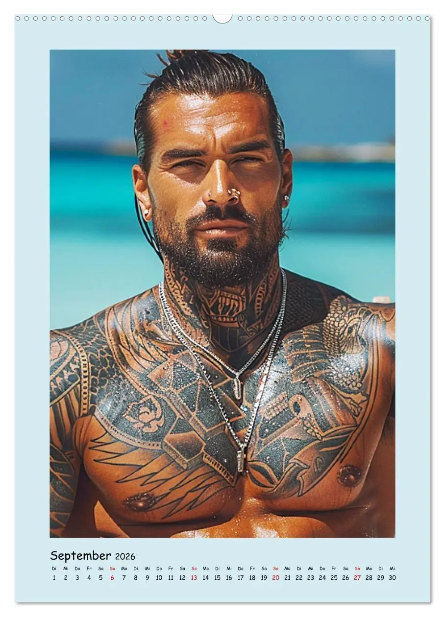Bild: 9783516263503 | Tattoo-Boys. Coole Jungs am Meer (Wandkalender 2026 DIN A2 hoch),...