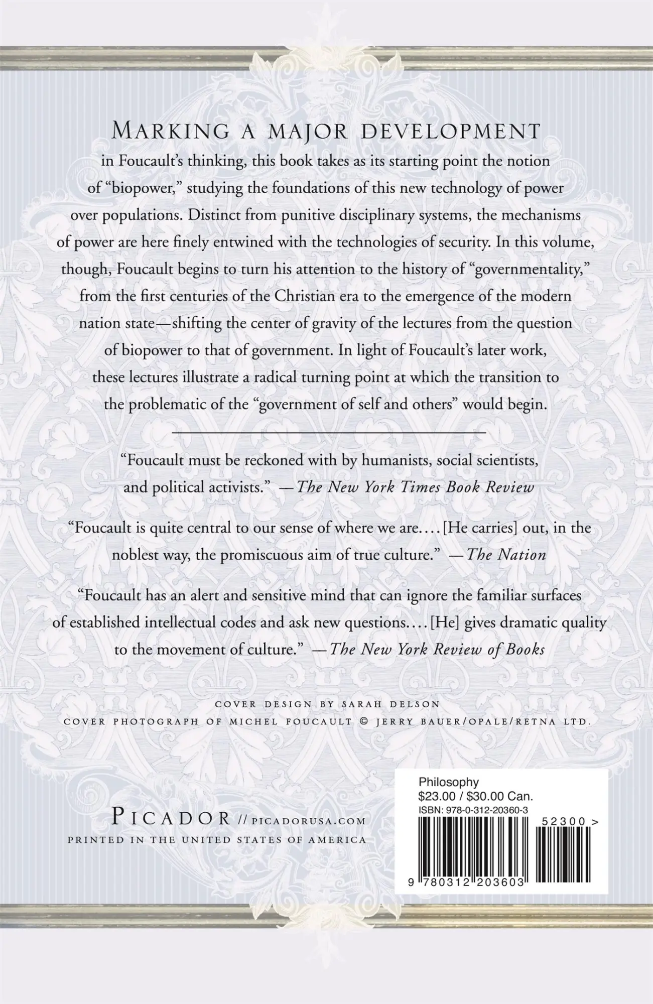 Rückseite: 9780312203603 | Security, Territory, Population | Michel Foucault | Taschenbuch | 2009
