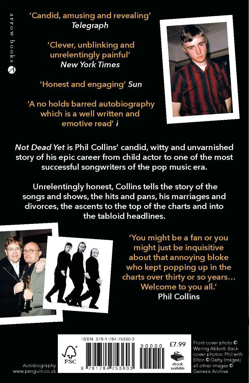 Rückseite: 9781784753603 | Not Dead Yet: The Autobiography | Phil Collins | Taschenbuch | 447 S.