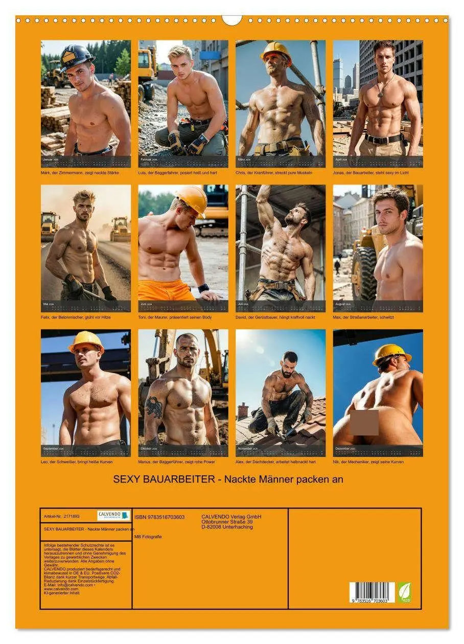 Bild: 9783516703603 | SEXY BAUARBEITER - Nackte Männer packen an (Wandkalender 2026 DIN...