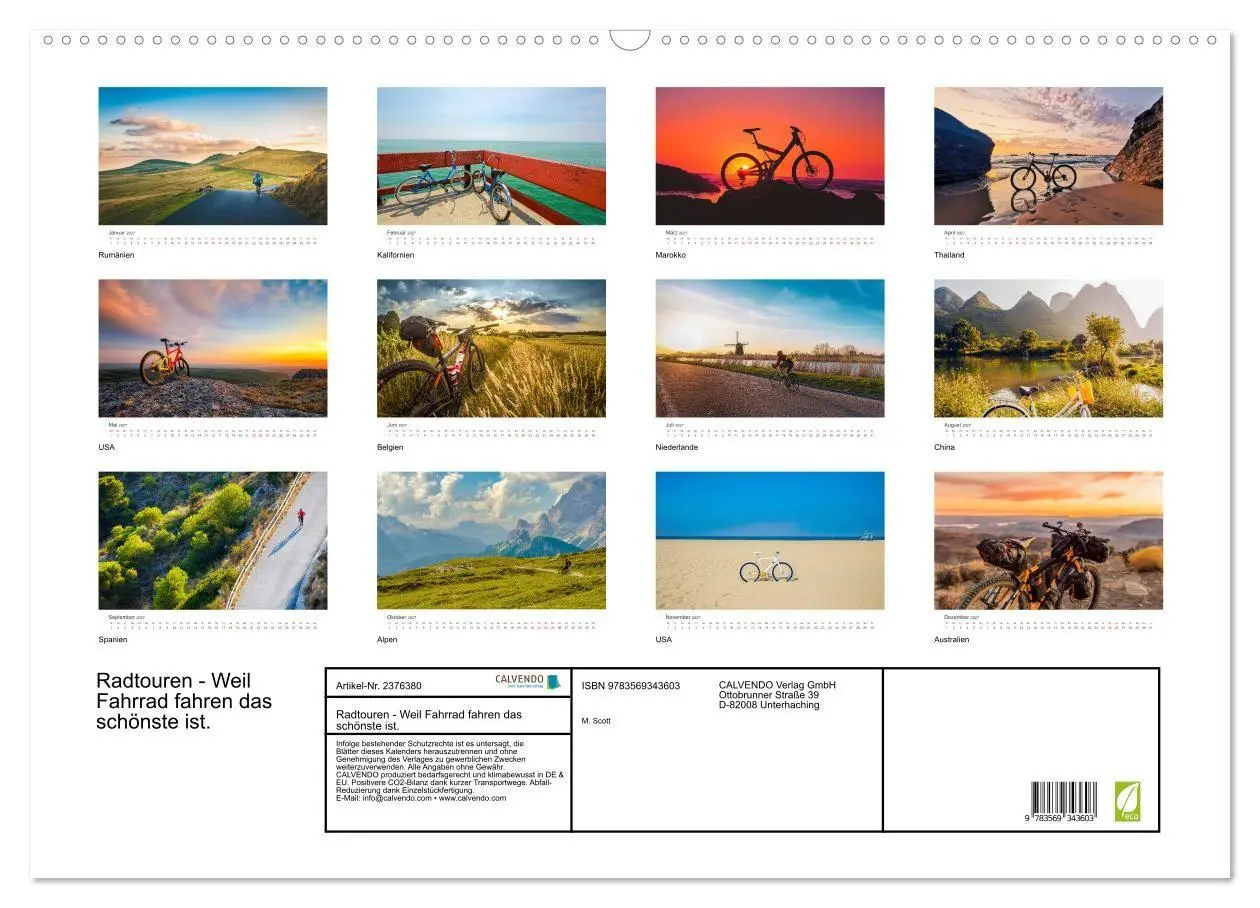 Bild: 9783569343603 | Radtouren - Weil Fahrrad fahren das schönste ist. (Wandkalender...