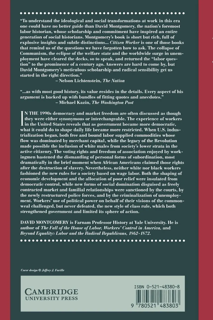 Rückseite: 9780521483803 | Citizen Worker | David Montgomery | Taschenbuch | Englisch | 2002