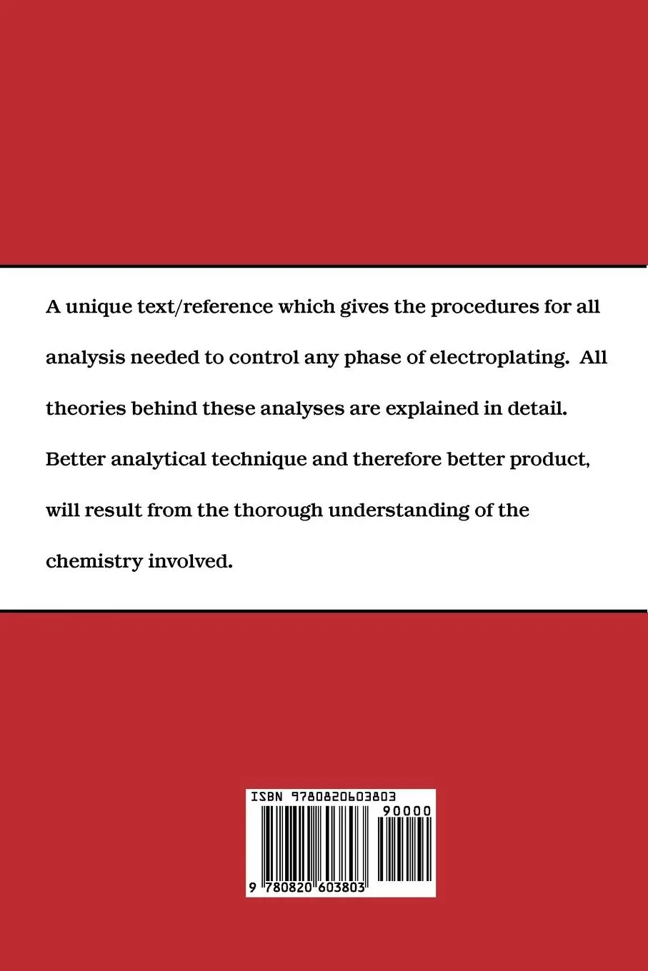 Rückseite: 9780820603803 | The Chemical Analysis of Electroplating Solutions | Terrance H. Irvine