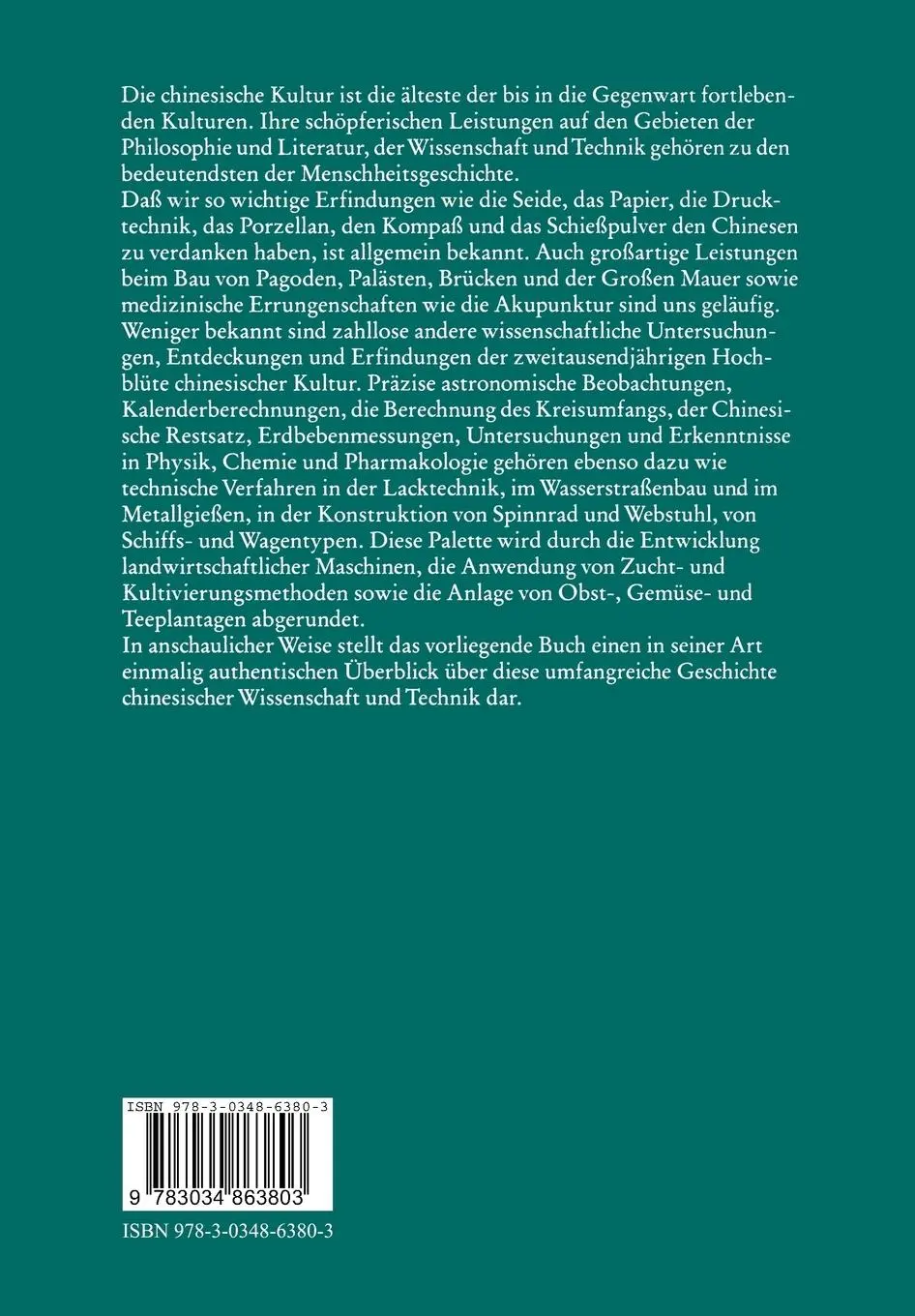 Rückseite: 9783034863803 | Wissenschaft und Technik im alten China | Käthe Zhao | Taschenbuch