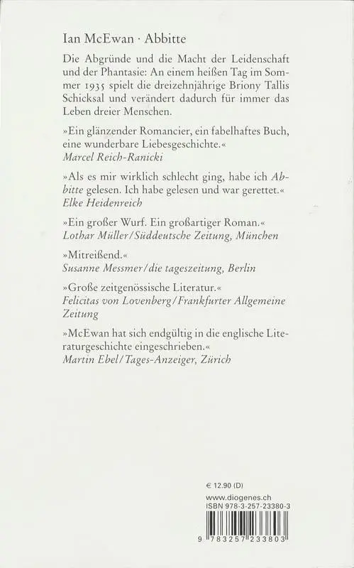 Rückseite: 9783257233803 | Abbitte | Ian McEwan | Taschenbuch | Diogenes Taschenbücher | 544 S.