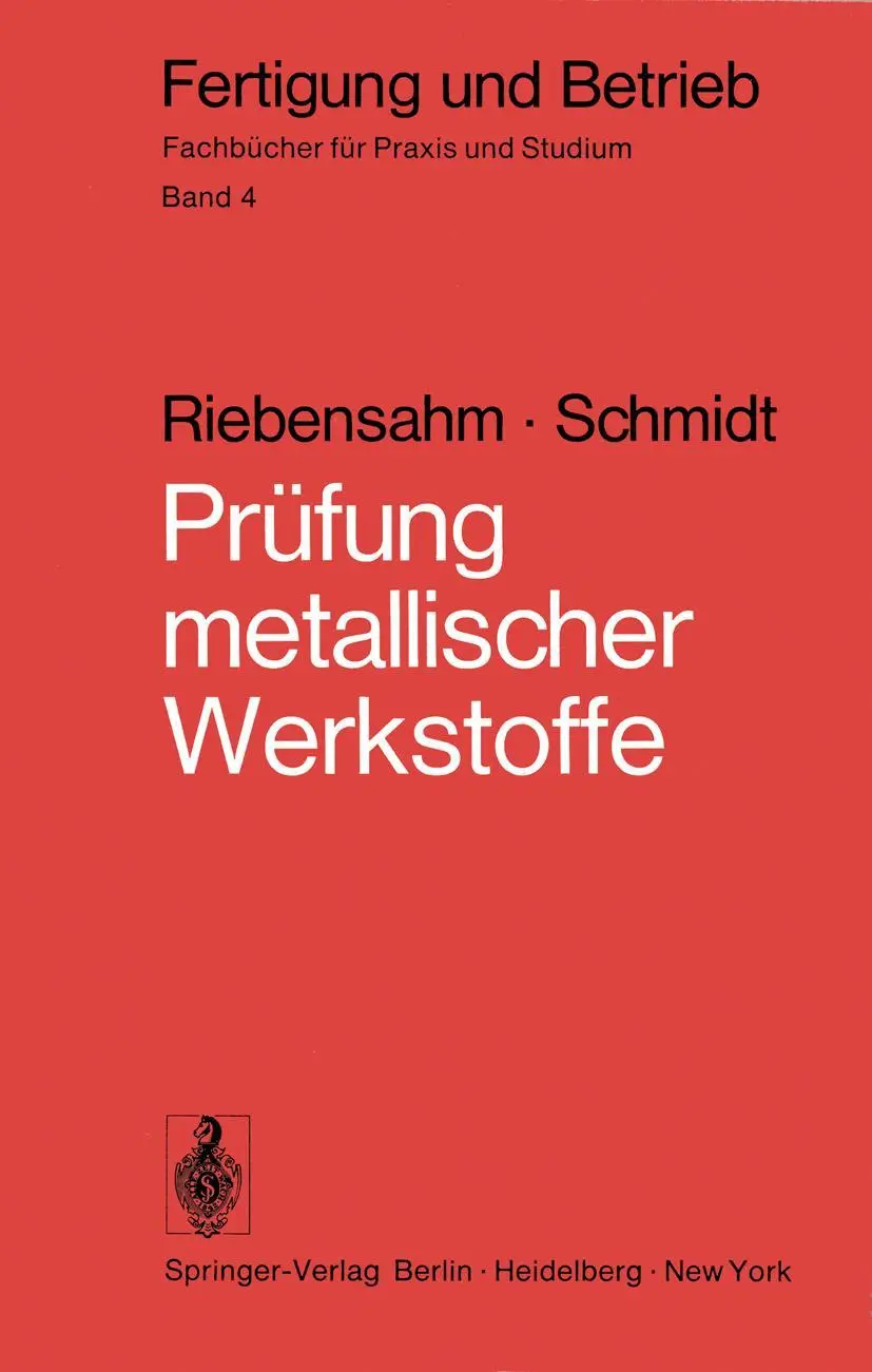 Cover: 9783540063803 | Prüfung metallischer Werkstoffe | P. Riebensahm (u. a.) | Taschenbuch
