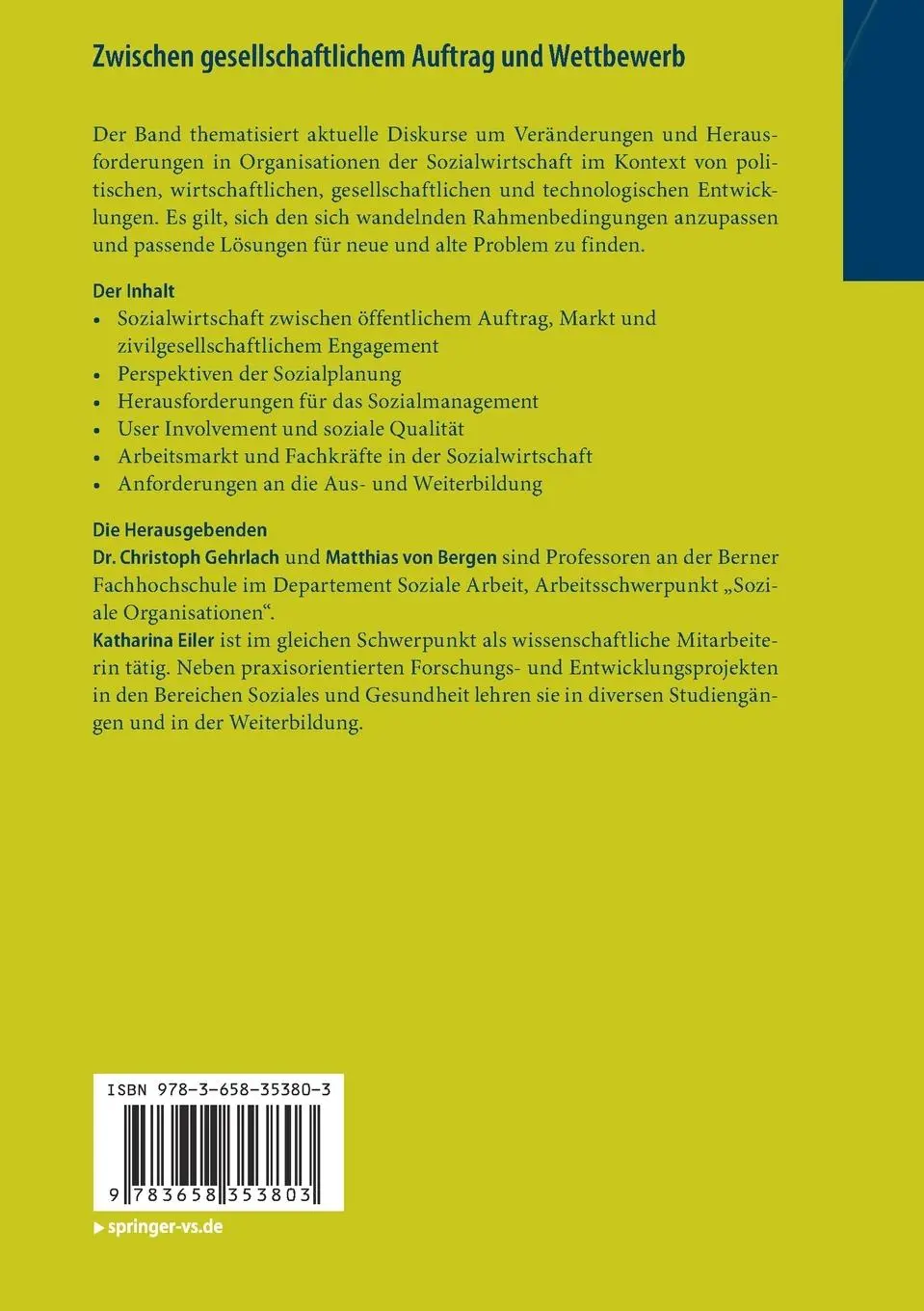 Rückseite: 9783658353803 | Zwischen gesellschaftlichem Auftrag und Wettbewerb | Gehrlach (u. a.)