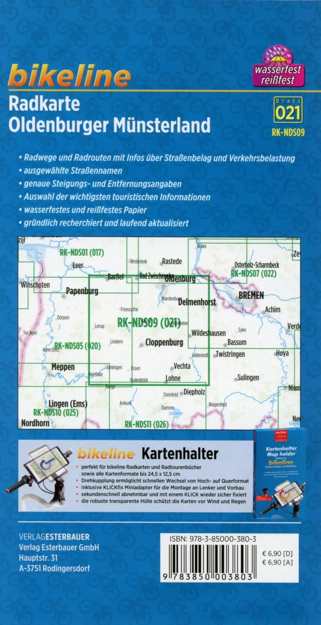 Bild: 9783850003803 | Bikeline Radkarte Oldenburger Münsterland 1 : 75.000 | Verlag | 2014