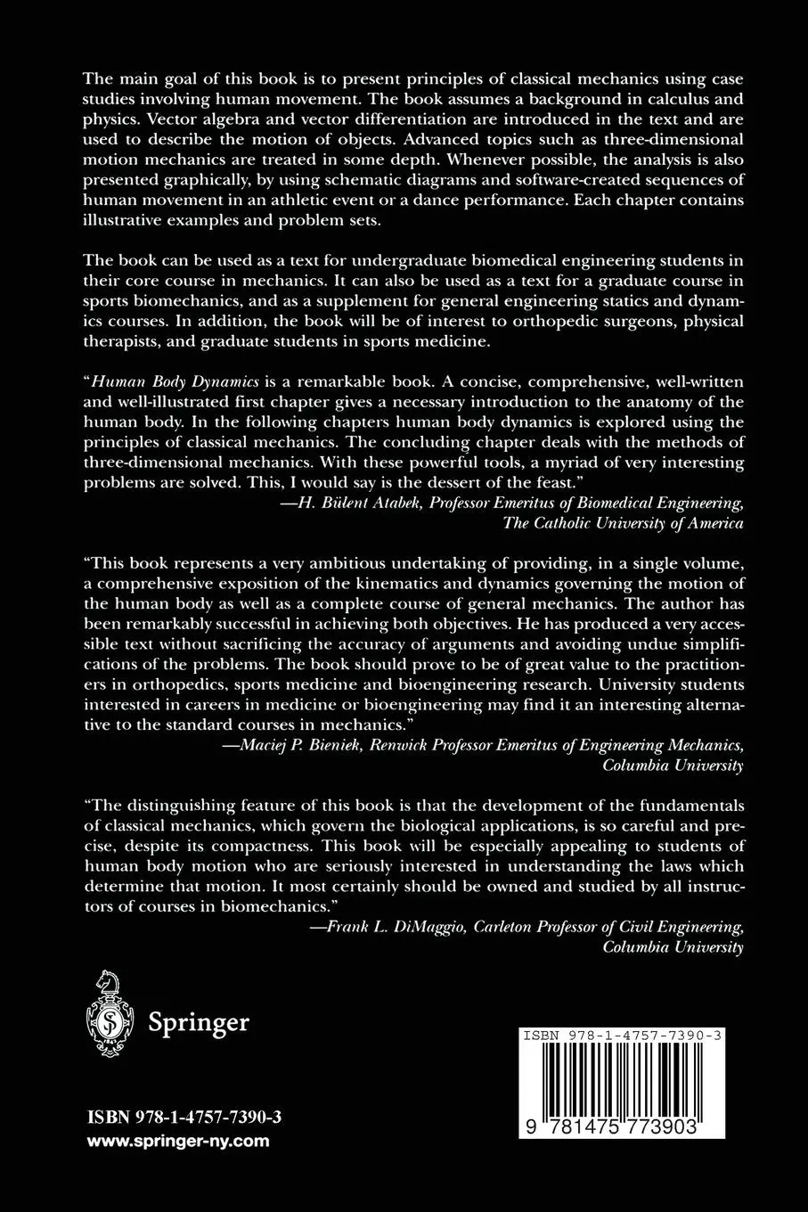 Rückseite: 9781475773903 | Human Body Dynamics | Classical Mechanics and Human Movement | Tözeren
