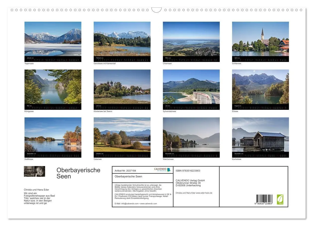 Bild: 9783516223903 | Oberbayerische Seen (Wandkalender 2026 DIN A2 quer), CALVENDO...