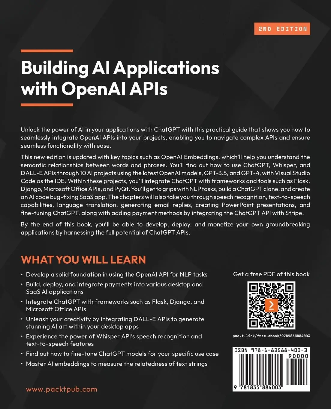 Rückseite: 9781835884003 | Building AI Applications with OpenAI APIs - Second Edition | Yanev