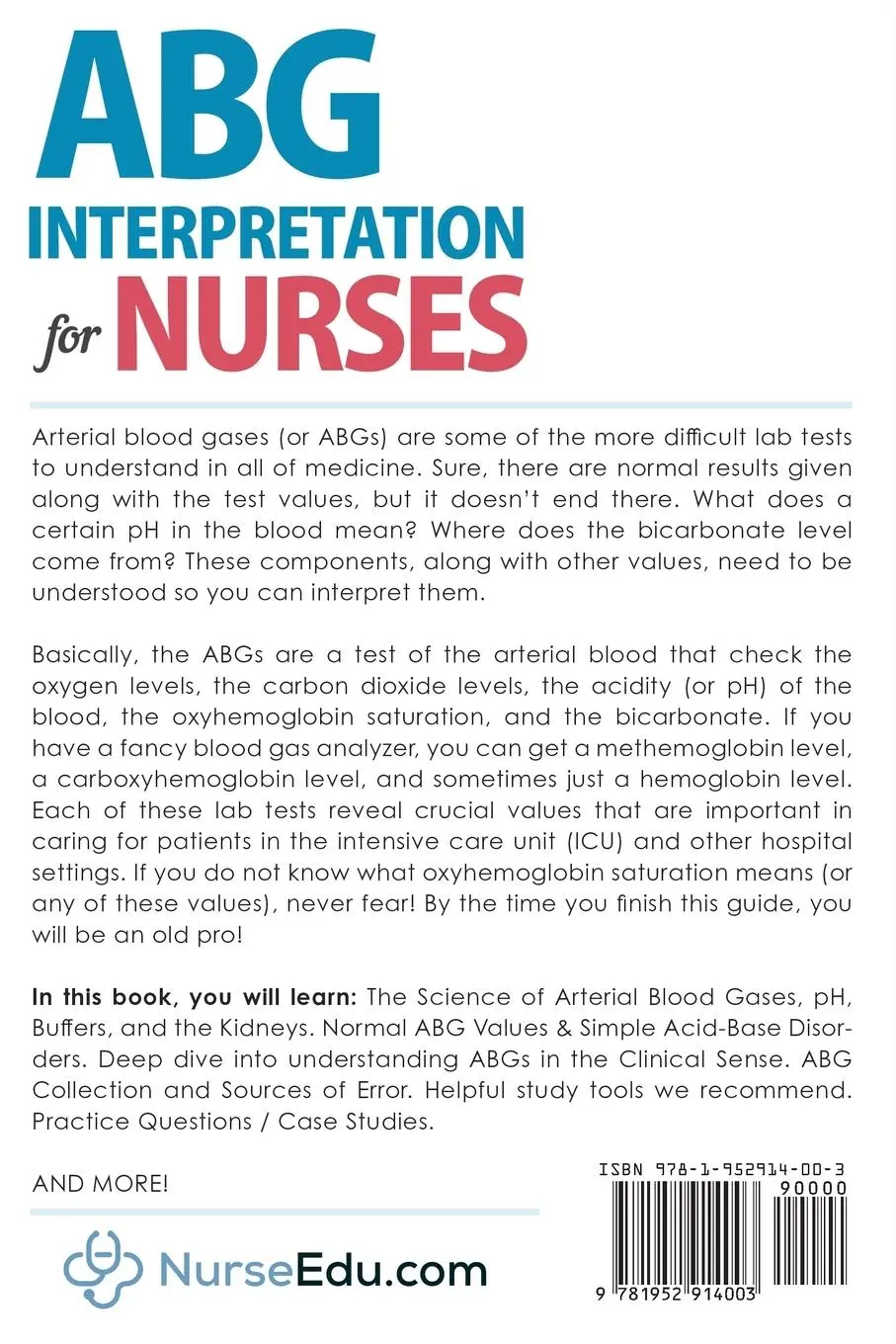 Rückseite: 9781952914003 | ABG Interpretation for Nurses | Nedu | Taschenbuch | Englisch | 2020