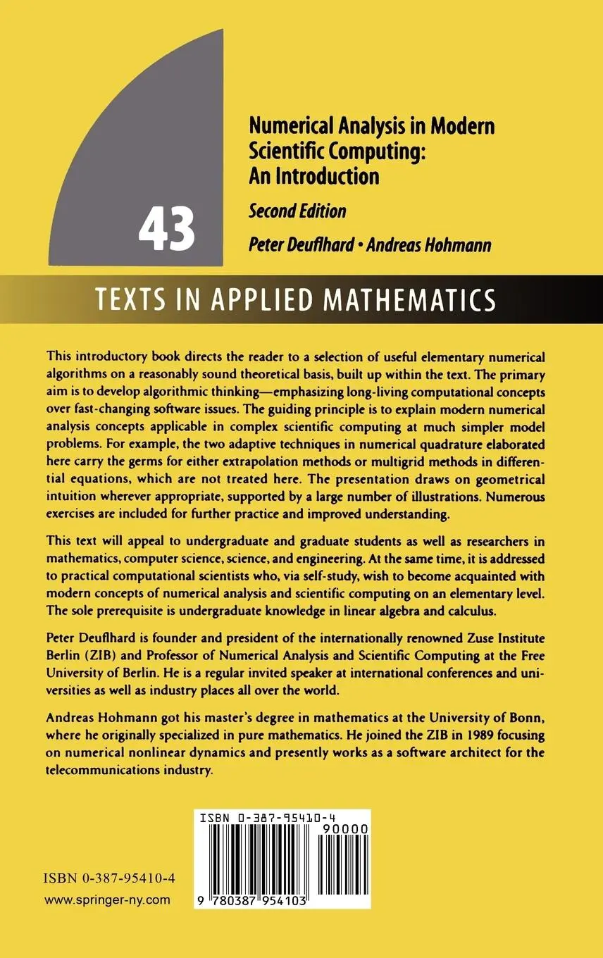 Rückseite: 9780387954103 | Numerical Analysis in Modern Scientific Computing | An Introduction