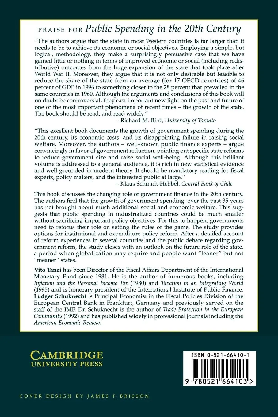 Rückseite: 9780521664103 | Public Spending in the 20th Century | A Global Perspective | Buch