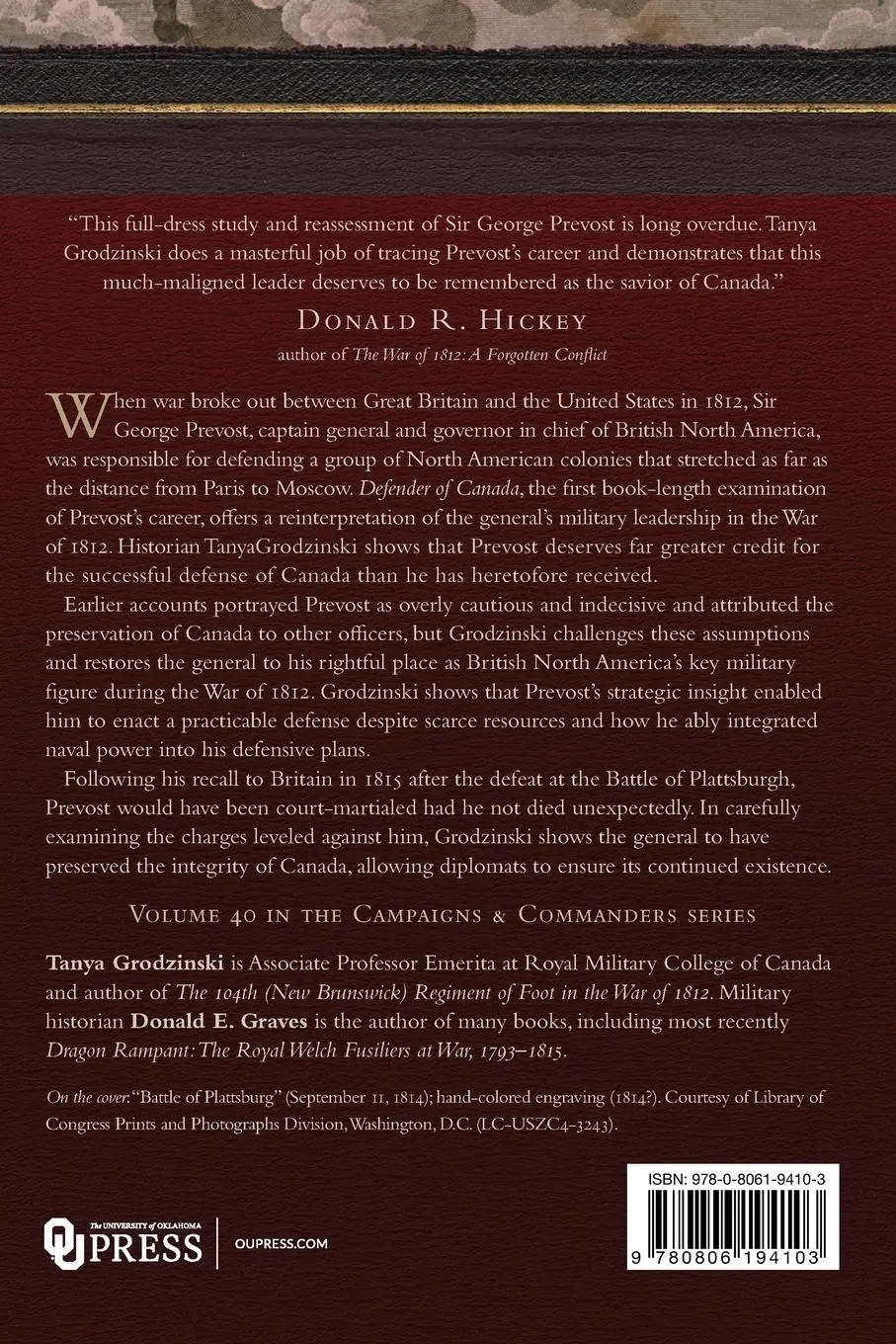 Rückseite: 9780806194103 | Defender of Canada | Sir George Prevost and the War of 1812 | Buch