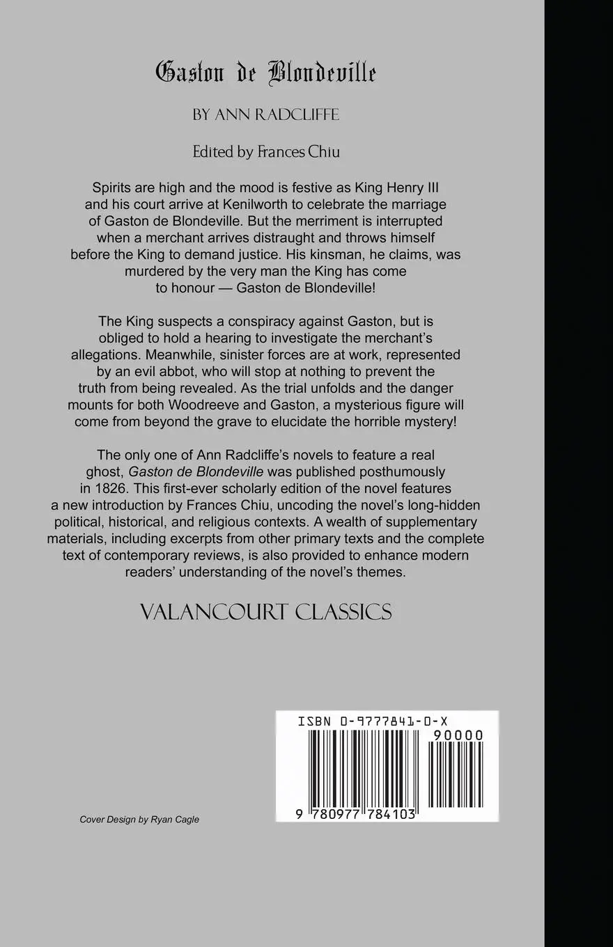 Rückseite: 9780977784103 | Gaston de Blondeville | Ann Ward Radcliffe | Taschenbuch | Englisch