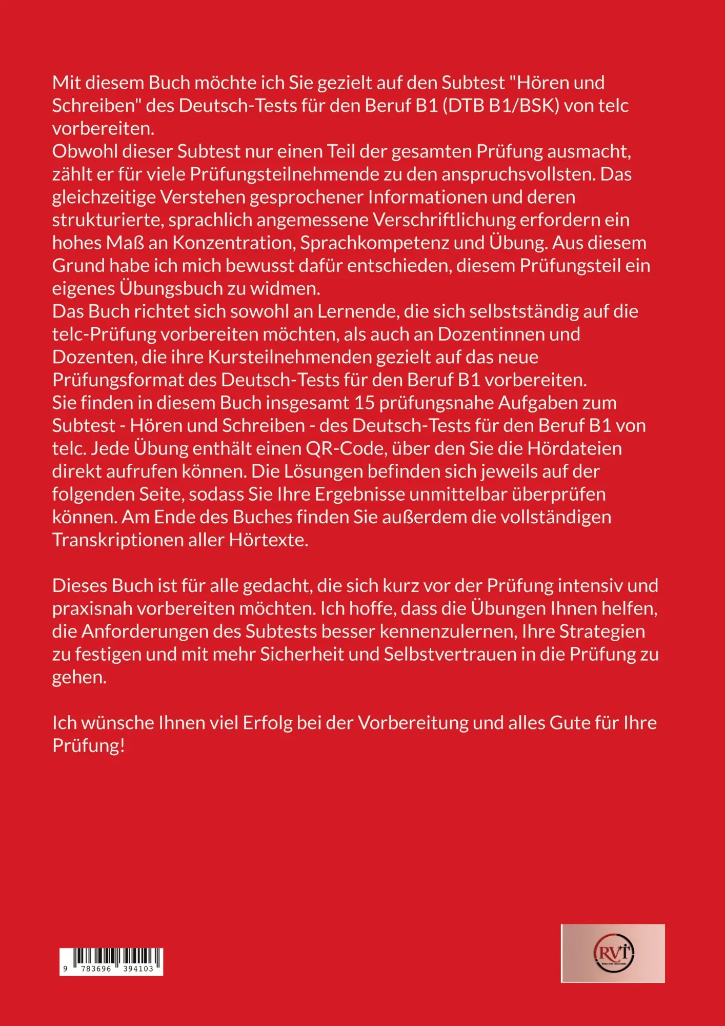Rückseite: 9783696394103 | Hören und Schreiben Deutsch-Test für den Beruf B1 - DTB B1/BSK | Buch