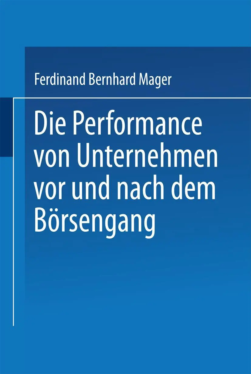 Cover: 9783824474103 | Die Performance von Unternehmen vor und nach dem Börsengang | Mager