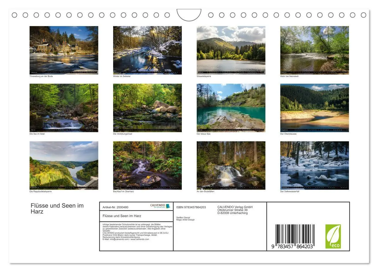 Bild: 9783457864203 | Flüsse und Seen im Harz (Wandkalender 2026 DIN A4 quer), CALVENDO...