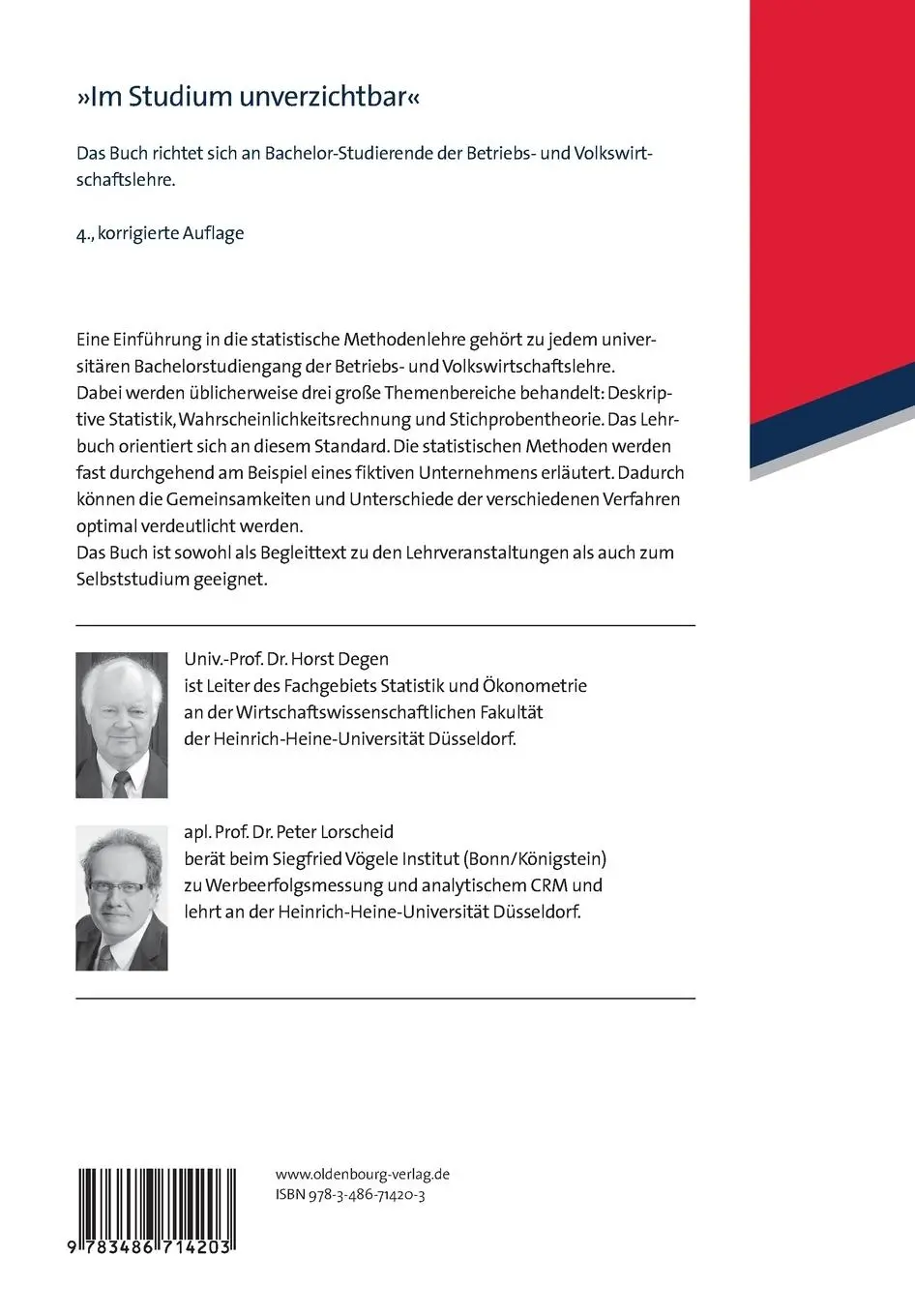 Rückseite: 9783486714203 | Statistik-Lehrbuch | Peter Lorscheid (u. a.) | Taschenbuch | X | 2012