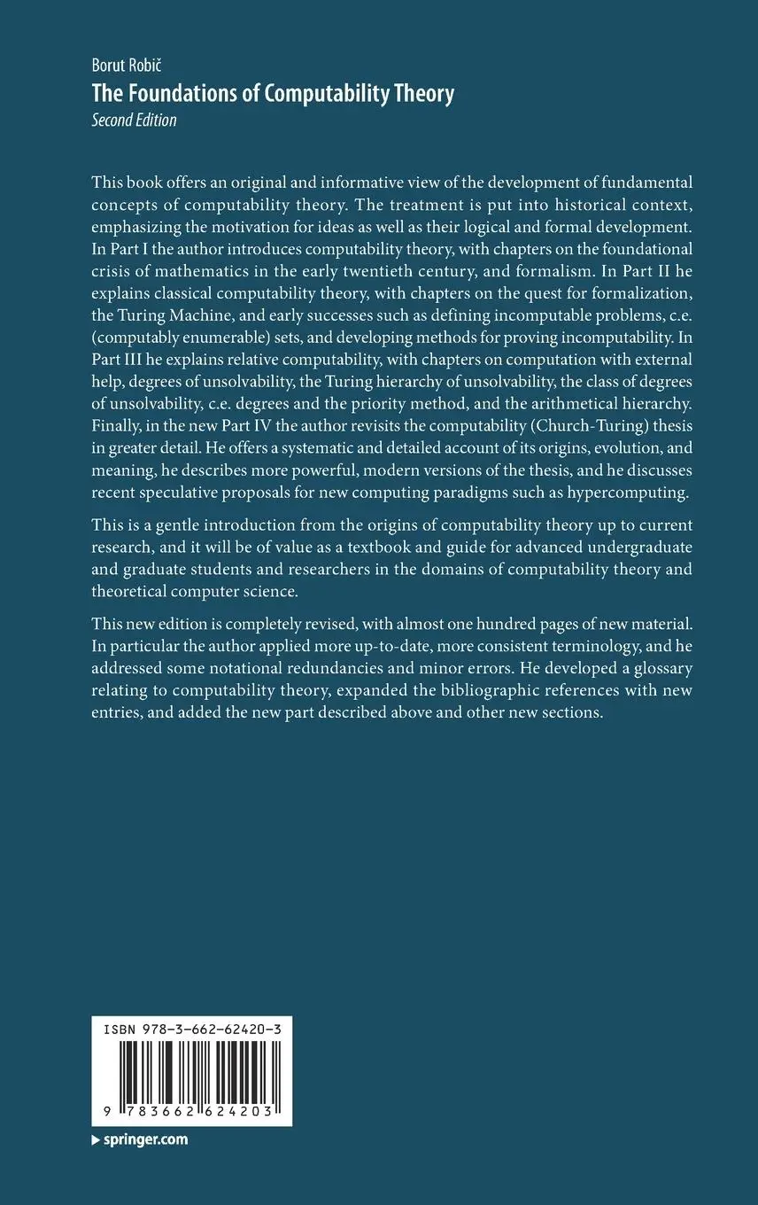 Rückseite: 9783662624203 | The Foundations of Computability Theory | Borut Robi¿ | Buch | xxi