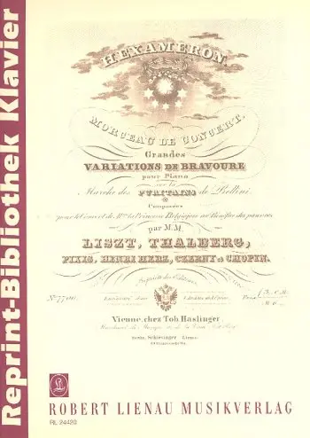 Cover: 9790011244203 | Hexameron Variations sur la marche des puritains de Bellini pour piano