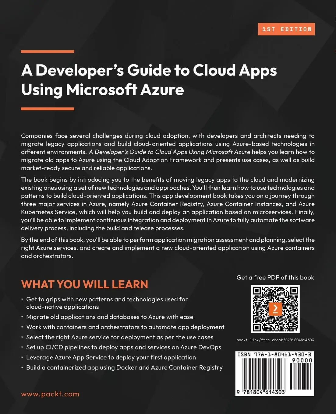Rückseite: 9781804614303 | A Developer's Guide to Cloud Apps Using Microsoft Azure | Trabelsi