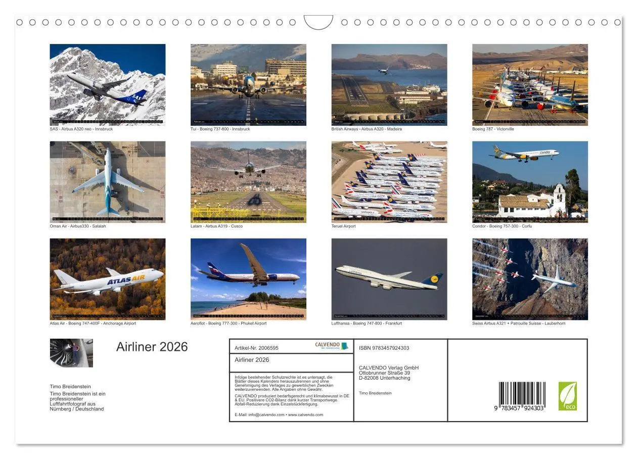 Bild: 9783457924303 | Airliner 2026 (Wandkalender 2026 DIN A3 quer), CALVENDO Monatskalender
