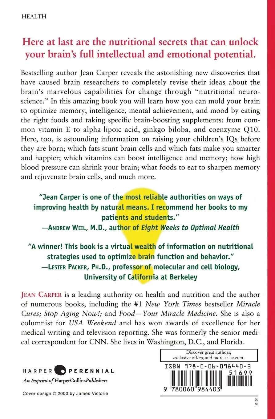 Rückseite: 9780060984403 | Your Miracle Brain | Jean Carper | Taschenbuch | Englisch | 2022