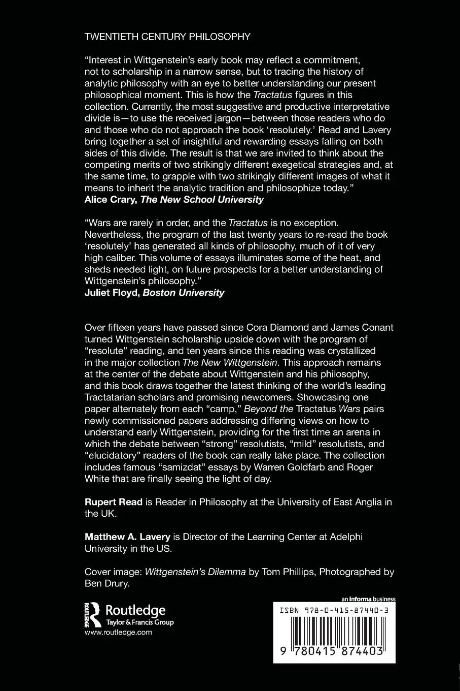 Rückseite: 9780415874403 | Beyond The Tractatus Wars | The New Wittgenstein Debate | Read (u. a.)
