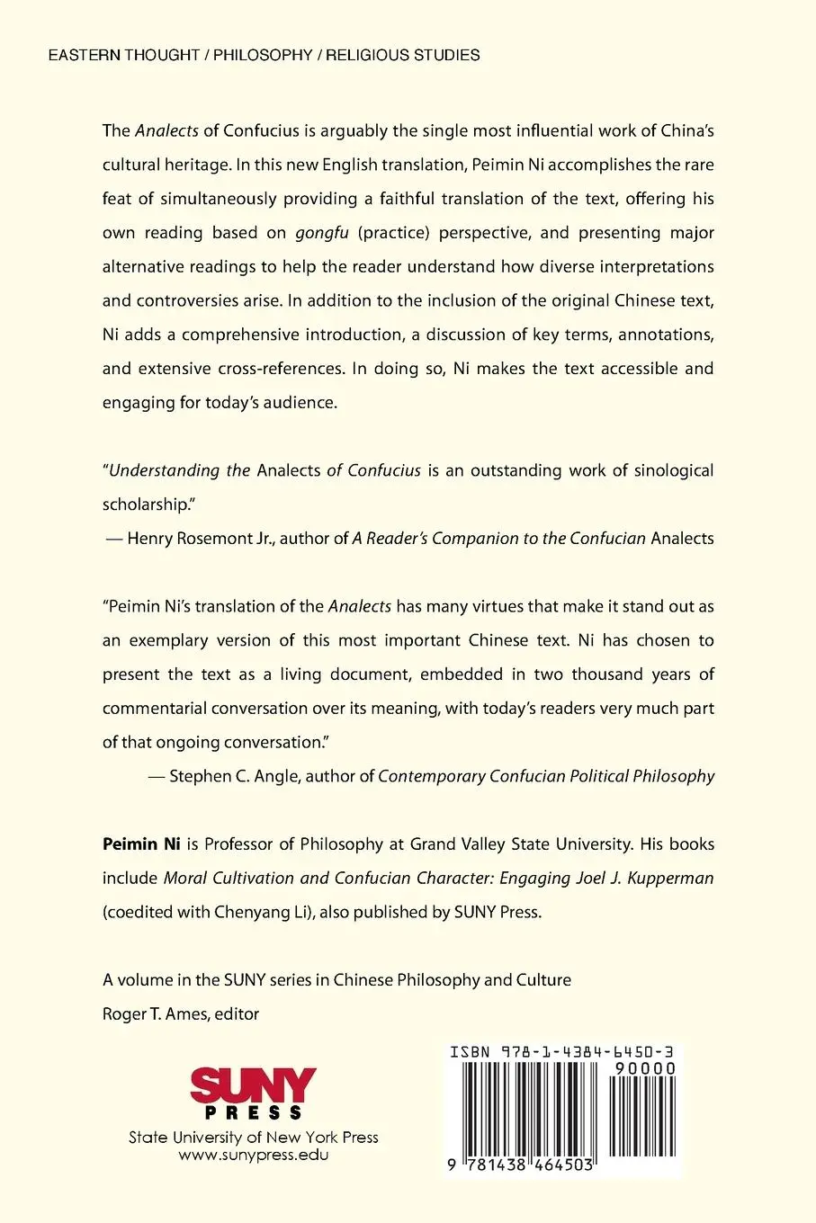 Rückseite: 9781438464503 | Understanding the Analects of Confucius | Peimin Ni | Taschenbuch