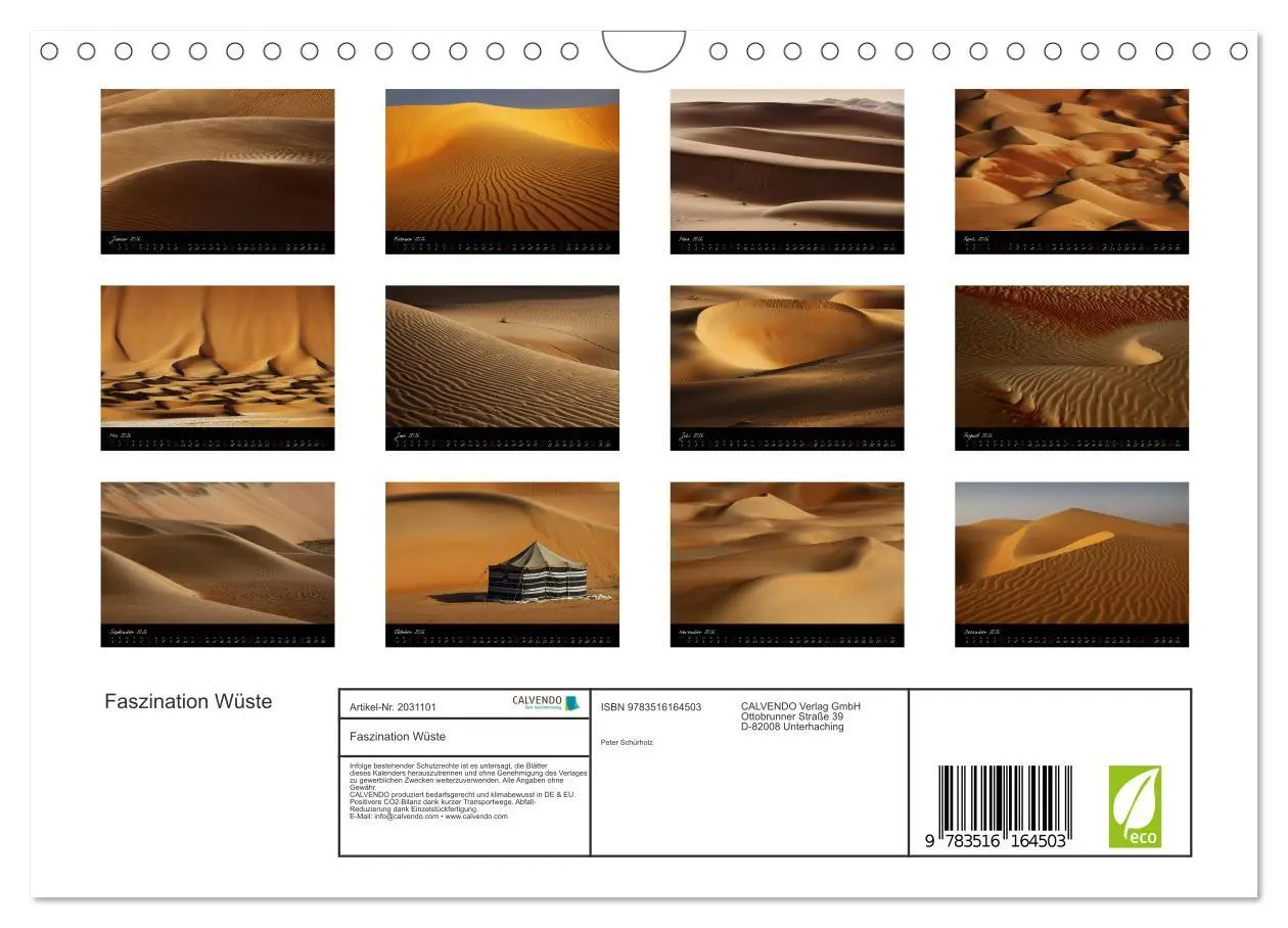 Bild: 9783516164503 | Faszination Wüste (Wandkalender 2026 DIN A4 quer), CALVENDO...
