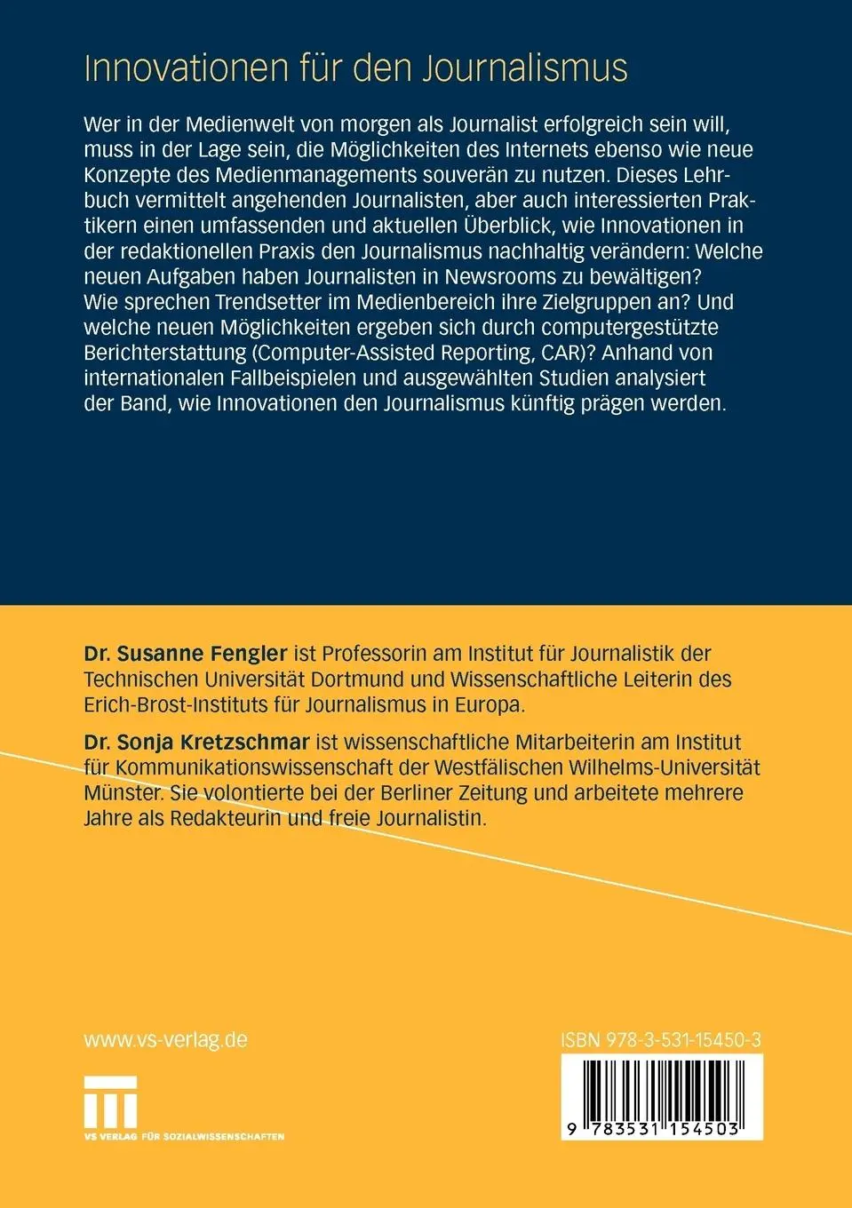 Rückseite: 9783531154503 | Innovationen für den Journalismus | Sonja Kretzschmar (u. a.) | Buch