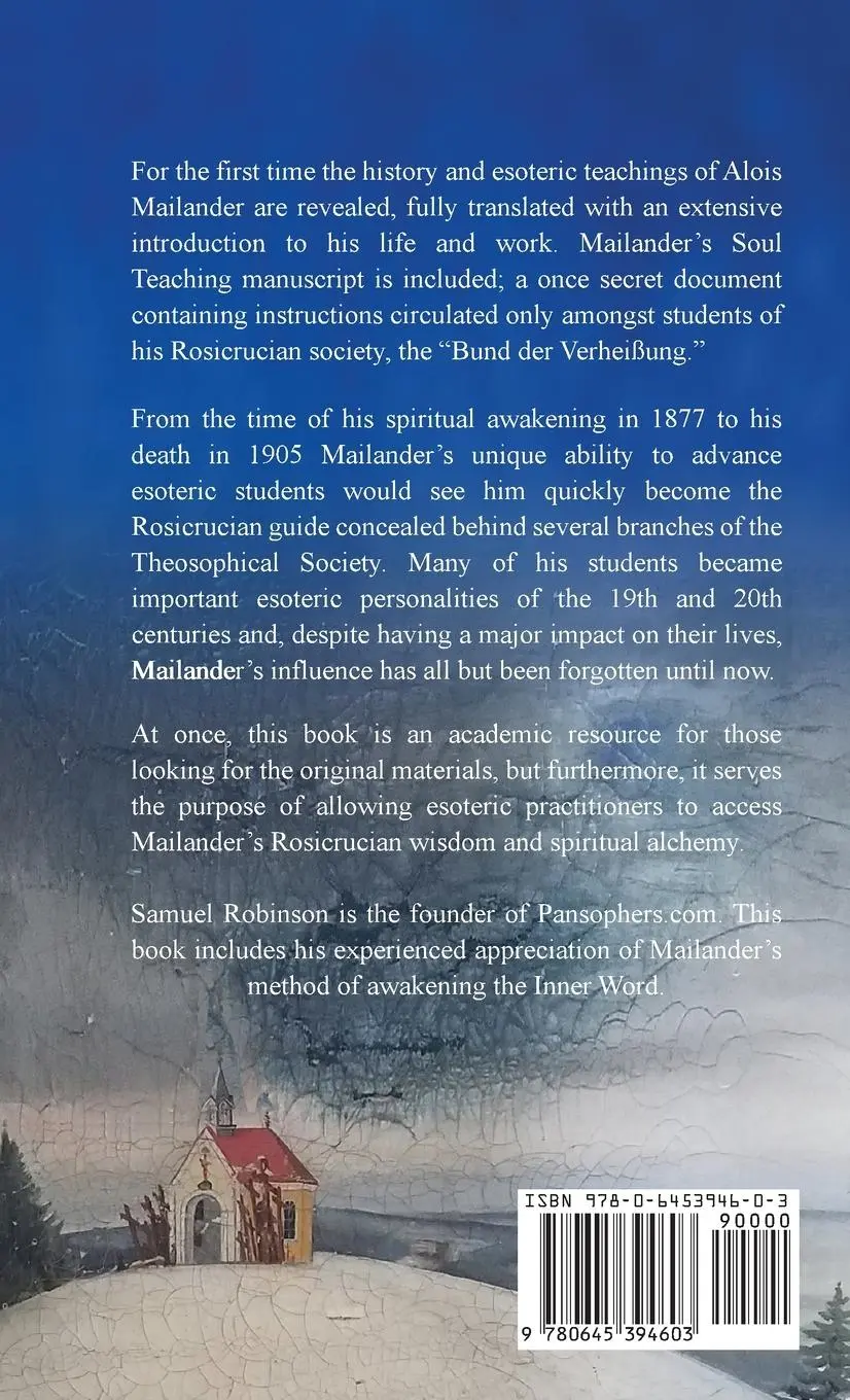 Rückseite: 9780645394603 | Alois Mailander | A Rosicrucian Remembered | Samuel Robinson | Buch