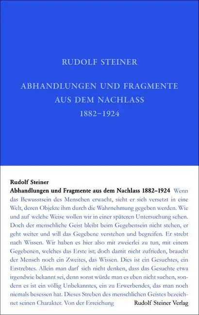 Cover: 9783727404603 | Abhandlungen und Fragmente aus dem Nachlass 1897-1925 | Rudolf Steiner