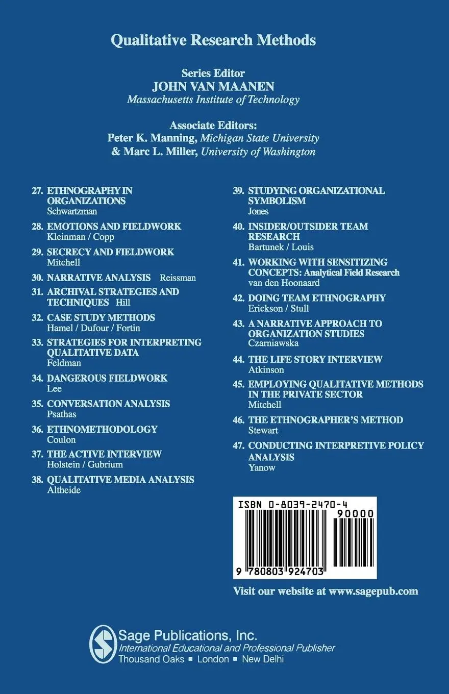 Rückseite: 9780803924703 | Reliability and Validity in Qualitative Research | Jerome Kirk (u. a.)