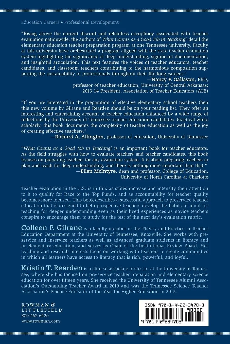 Rückseite: 9781442234703 | What Counts as a Good Job in Teaching? | Colleen Gilrane (u. a.)